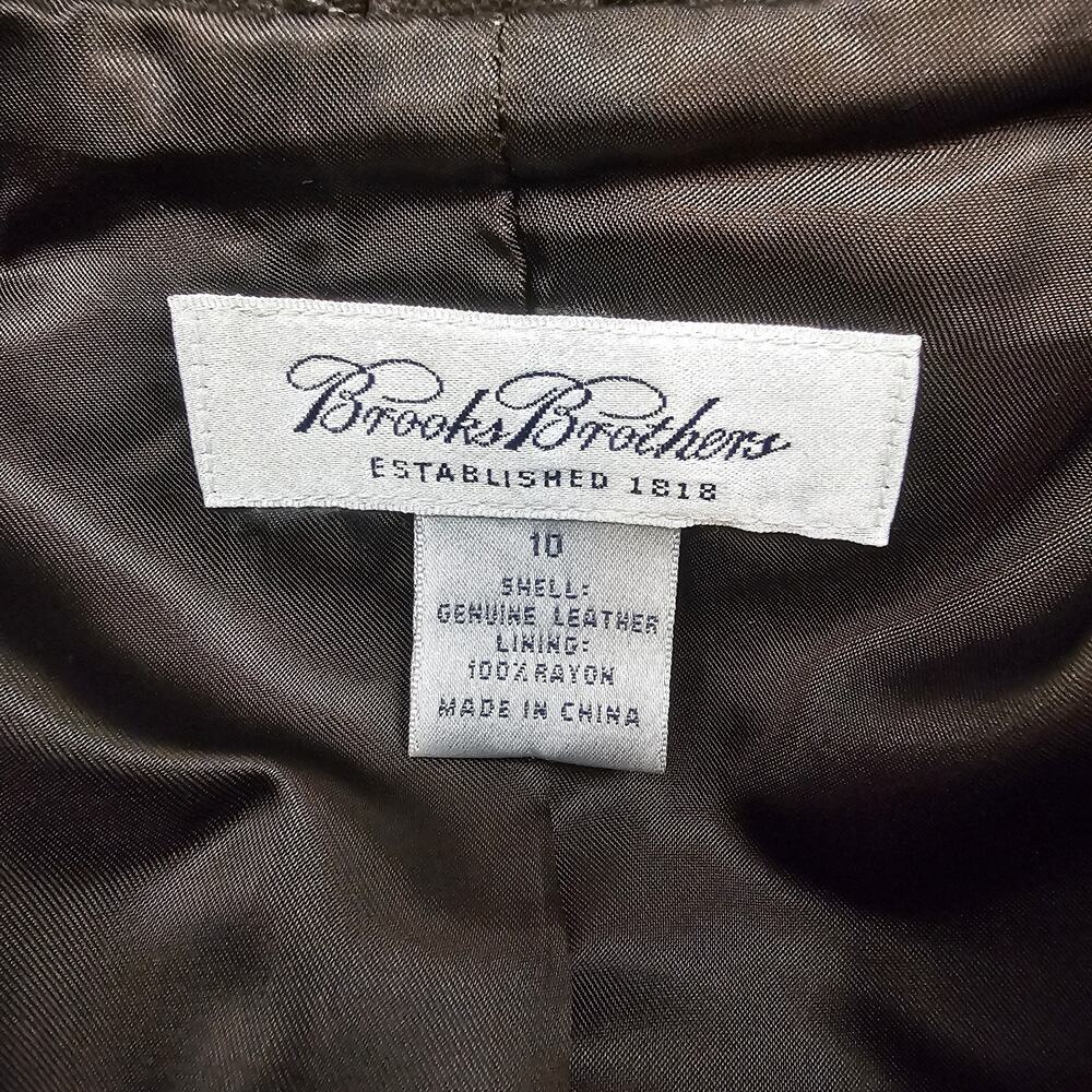 Brooks Brother Leather Jacket Womens 10 Medium Brown Blazer Preppy Business Work - Picture 6 of 16